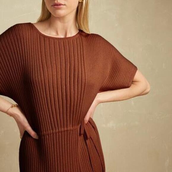 OYUN Column Rib Sweater Dress - Ginger Rust Brown - Size XS/S - Picture 1 of 8